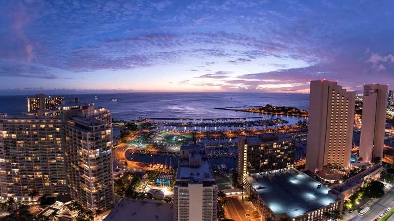 Hawaii cityscape view during night