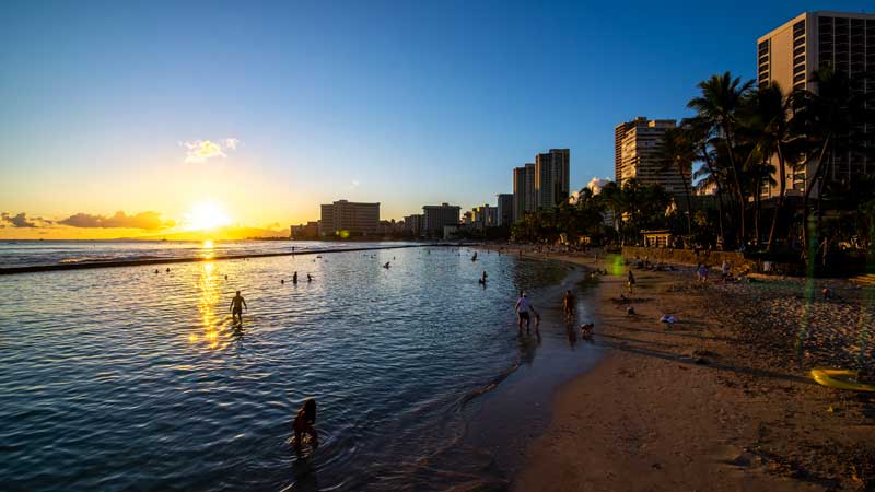 Ocean Water, Waikiki Beach, and Hotel Towers