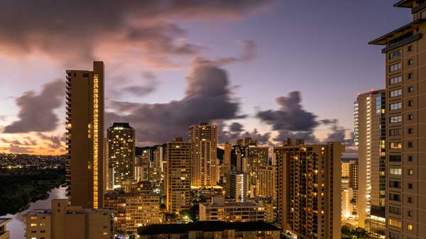 view of Waikiki towards Diamond Head crater in Oahu