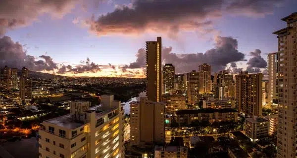 view of Waikiki towards Diamond Head crater in Oahu