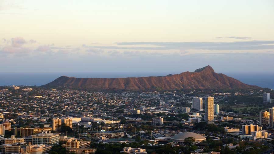 aerail view of Honolulu from Diamond Head to Manoa