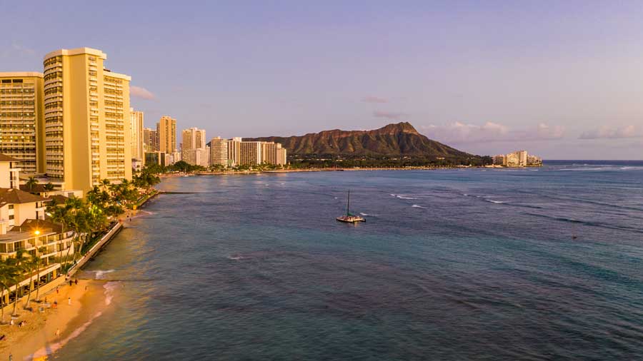 Condos near Waikiki beach overlooking Diamond Head