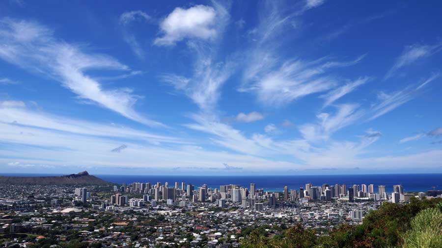 Diamond Head and city of Honolulu on Oahu