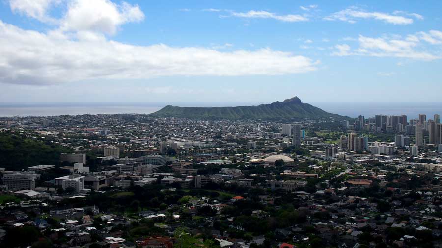 Diamond Head and city of Honolulu on Oahu