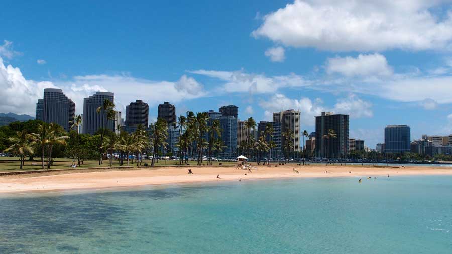 Magic island in Ala Moana beach park
