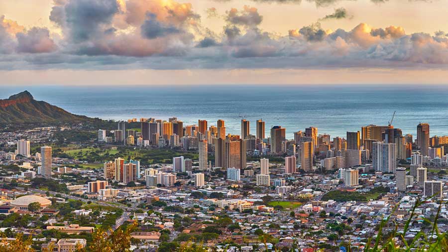 view of Waikiki and Diamond Head from Tantalus