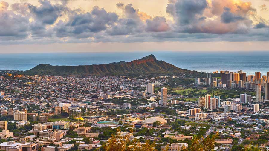 view of Waikiki and Diamond Head from Tantalus