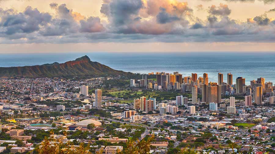 view of Waikiki and Diamond Head from Tantalus