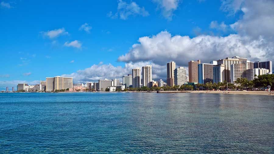 view of Waikiki beach Oahu island Hawaii